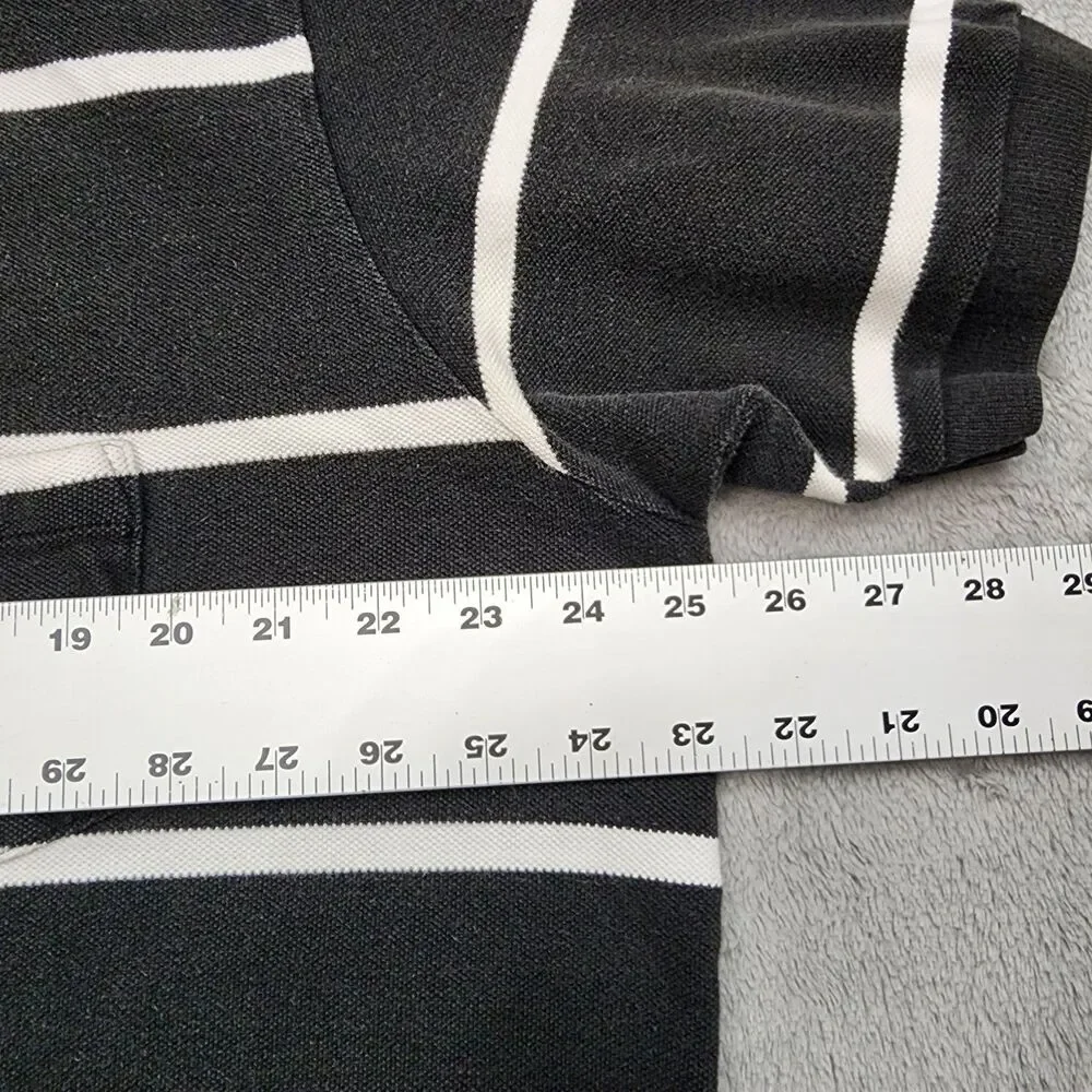 VTG Polo Ralph Lauren Mens Sz L Black & White Stripes 100 Cotton USA Made Pocket